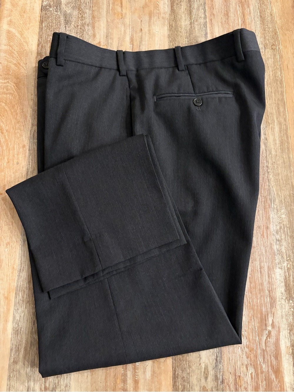 Brooks Brothers 100% Wool Grey Dress Pants W36 L30 Made in Canada Flat Front